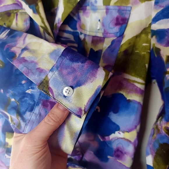 Watercolor tie waist blouse - Picture 2 of 8